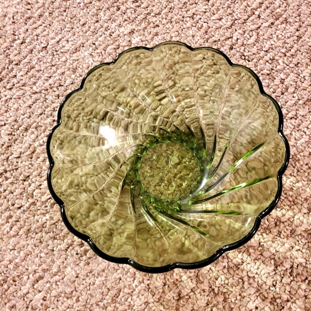 Vintage green glass bowl